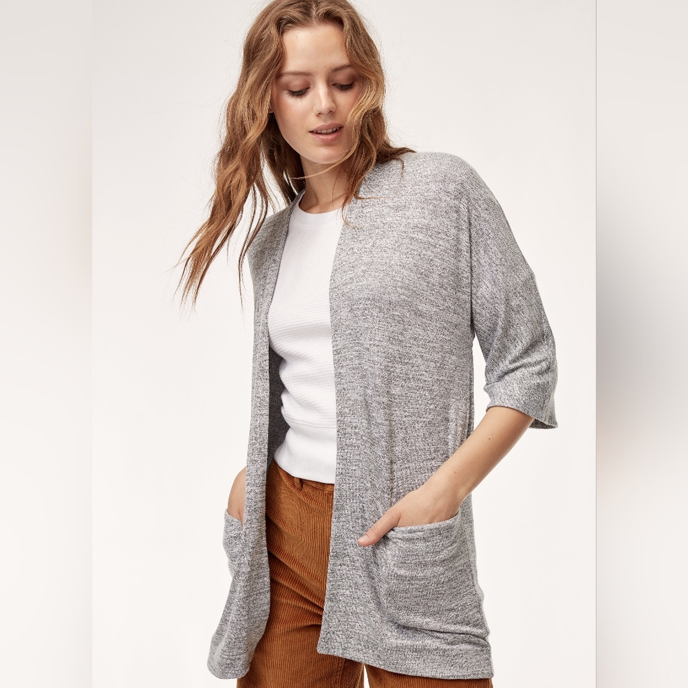 Wilfred Free Aritzia Grey Open Front Zlata Cardigan Sweater Size S